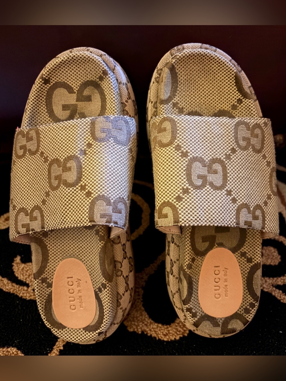 Gucci Brown Monogram Canvas Slide Sandals. Please check pictures for details - Picture 15 of 15